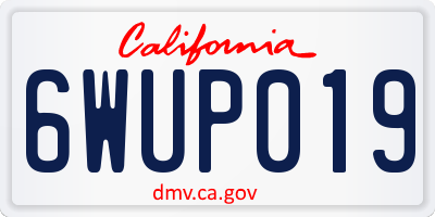 CA license plate 6WUP019