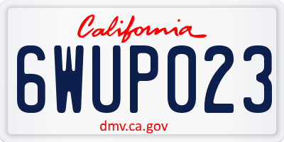 CA license plate 6WUP023