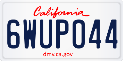 CA license plate 6WUP044