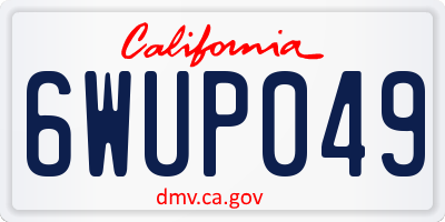CA license plate 6WUP049