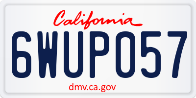 CA license plate 6WUP057