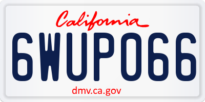 CA license plate 6WUP066