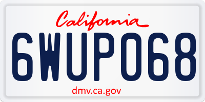 CA license plate 6WUP068