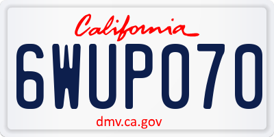 CA license plate 6WUP070