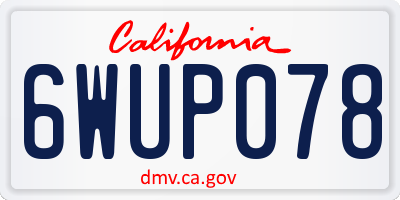 CA license plate 6WUP078