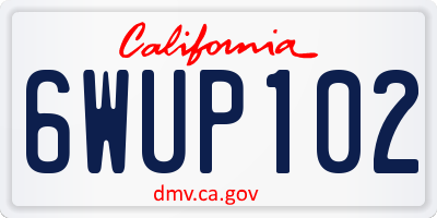 CA license plate 6WUP102