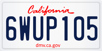 CA license plate 6WUP105