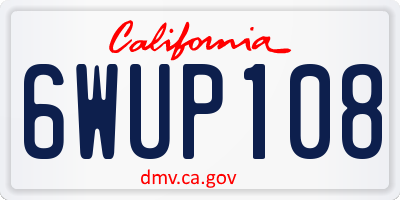 CA license plate 6WUP108
