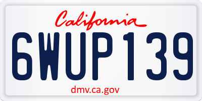 CA license plate 6WUP139