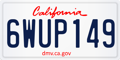 CA license plate 6WUP149