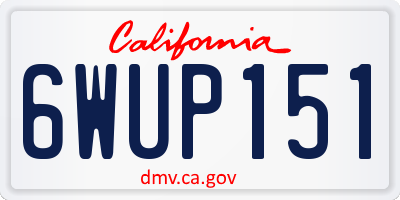 CA license plate 6WUP151
