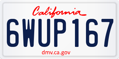CA license plate 6WUP167