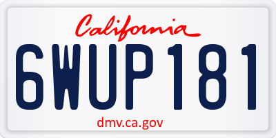 CA license plate 6WUP181
