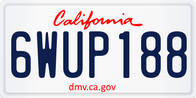 CA license plate 6WUP188