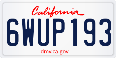CA license plate 6WUP193