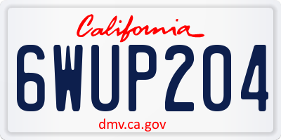 CA license plate 6WUP204