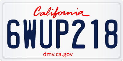 CA license plate 6WUP218