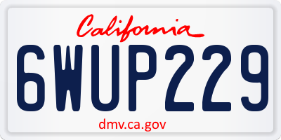 CA license plate 6WUP229