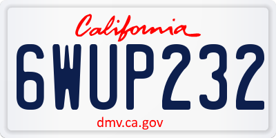 CA license plate 6WUP232