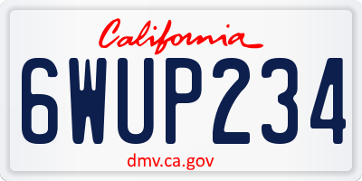 CA license plate 6WUP234