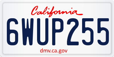 CA license plate 6WUP255