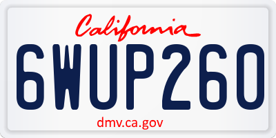 CA license plate 6WUP260