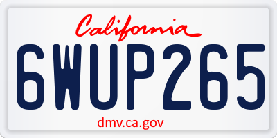 CA license plate 6WUP265