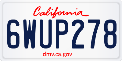 CA license plate 6WUP278