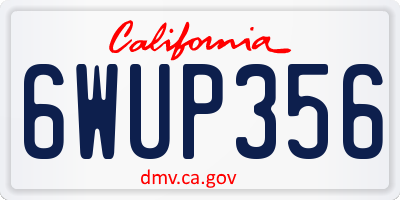 CA license plate 6WUP356