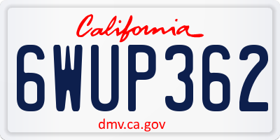 CA license plate 6WUP362