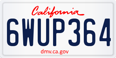 CA license plate 6WUP364
