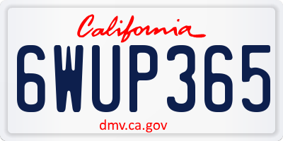 CA license plate 6WUP365
