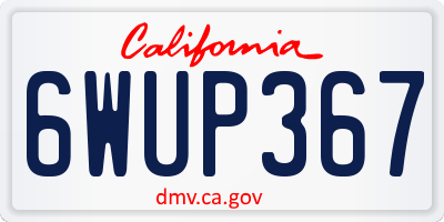 CA license plate 6WUP367