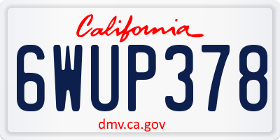 CA license plate 6WUP378