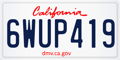 CA license plate 6WUP419