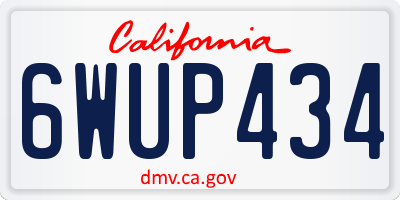 CA license plate 6WUP434