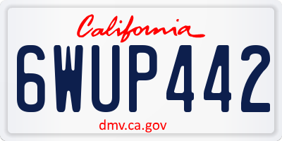 CA license plate 6WUP442