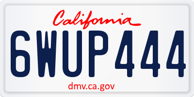 CA license plate 6WUP444