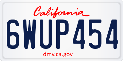 CA license plate 6WUP454