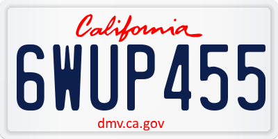 CA license plate 6WUP455