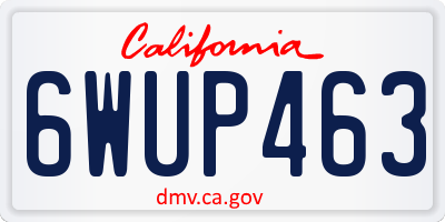 CA license plate 6WUP463