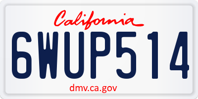 CA license plate 6WUP514
