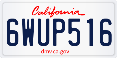 CA license plate 6WUP516