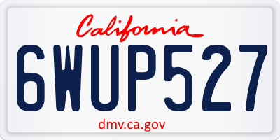 CA license plate 6WUP527