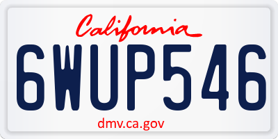 CA license plate 6WUP546