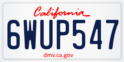 CA license plate 6WUP547