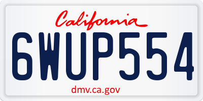 CA license plate 6WUP554