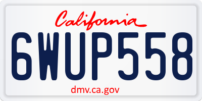 CA license plate 6WUP558