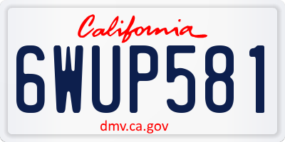 CA license plate 6WUP581