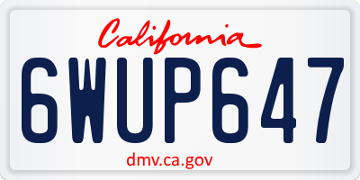 CA license plate 6WUP647